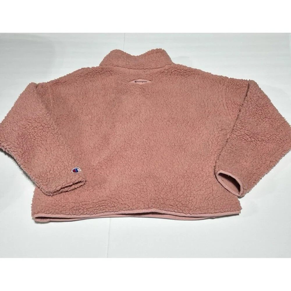 Champion Women's Medium Rose Pink Sherpa Fleece Quarter-Zip Pullover